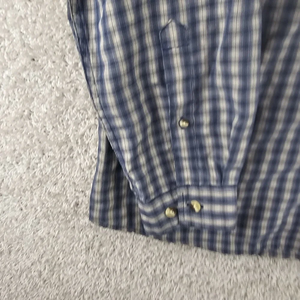 Vintage The North Face Hiking Button Up Plaid Front Zip Pocket Shirt Mens Large